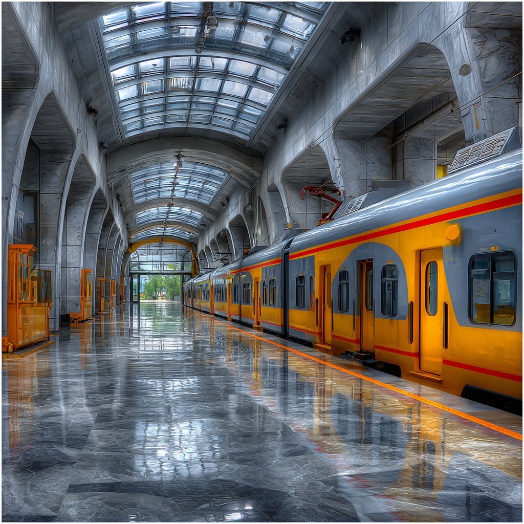 Abstract shattered glass prism refracting amber light